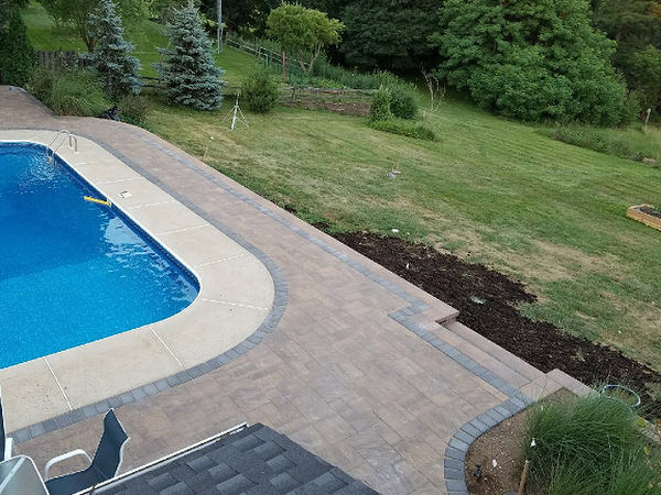 outdoor view of patio around pool