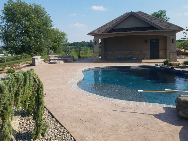 pool with paver patio and gazebo 