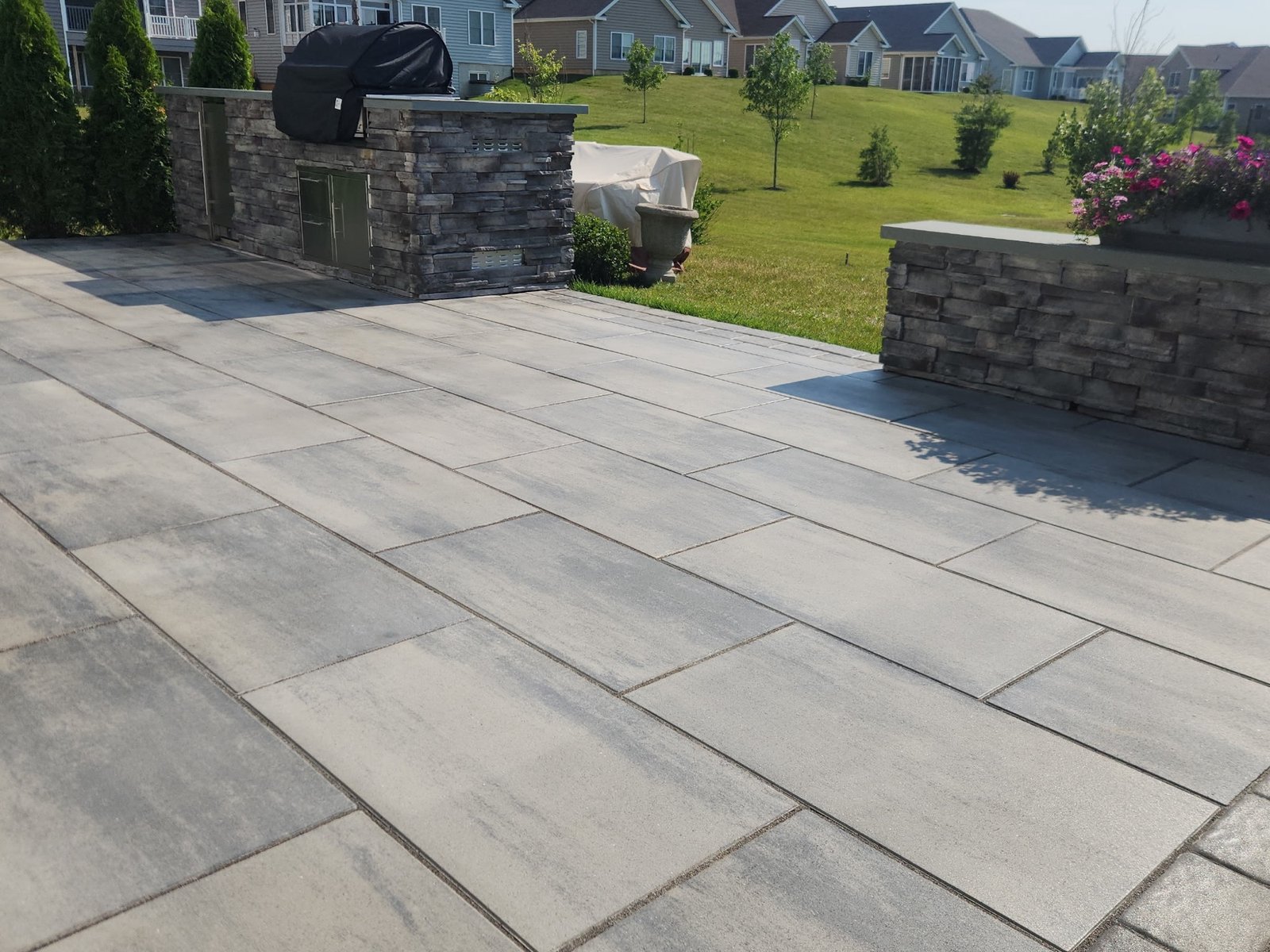 blue stone paver installation