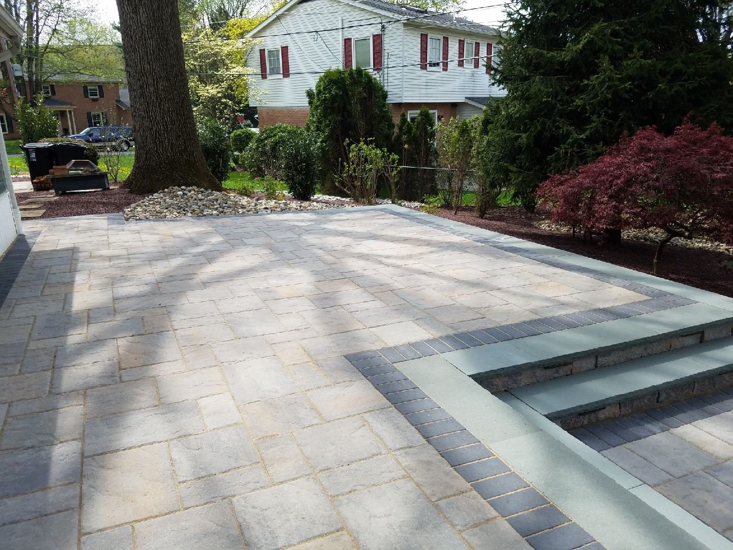 patio with paver steps